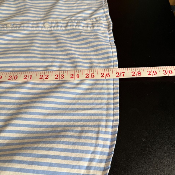 Croft & Barrow Womens 1X Blue White Striped‎ Long Sleeve Button Down Shirt - Picture 6 of 8